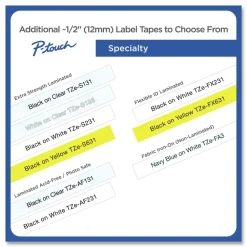 Outlet 0.5 in. TZe Series Standard Adhesive Laminated Labeling Tape - Black on White (6/Pack) Tapes & Adhesives