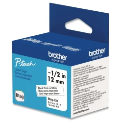 0.47 in. x 13.1 ft. Genuine P-Touch BTAG Label Tapes - Black on White Labels & Label Makers