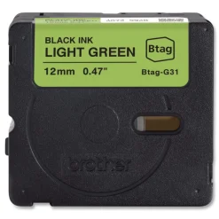 Outlet 0.47 in. x 13.1 ft. Genuine P-Touch BTAG Label Tapes - Black on Light Green Labels & Label Makers