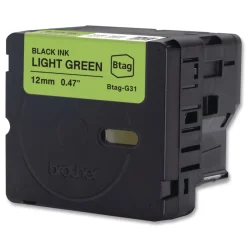 Outlet 0.47 in. x 13.1 ft. Genuine P-Touch BTAG Label Tapes - Black on Light Green Labels & Label Makers