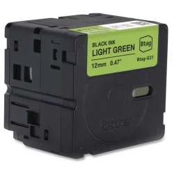 Outlet 0.47 in. x 13.1 ft. Genuine P-Touch BTAG Label Tapes - Black on Light Green Labels & Label Makers