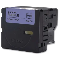 Outlet 0.47 in. x 13.1 ft. Genuine P-Touch BTAG Label Tapes - Black on Purple Labels & Label Makers