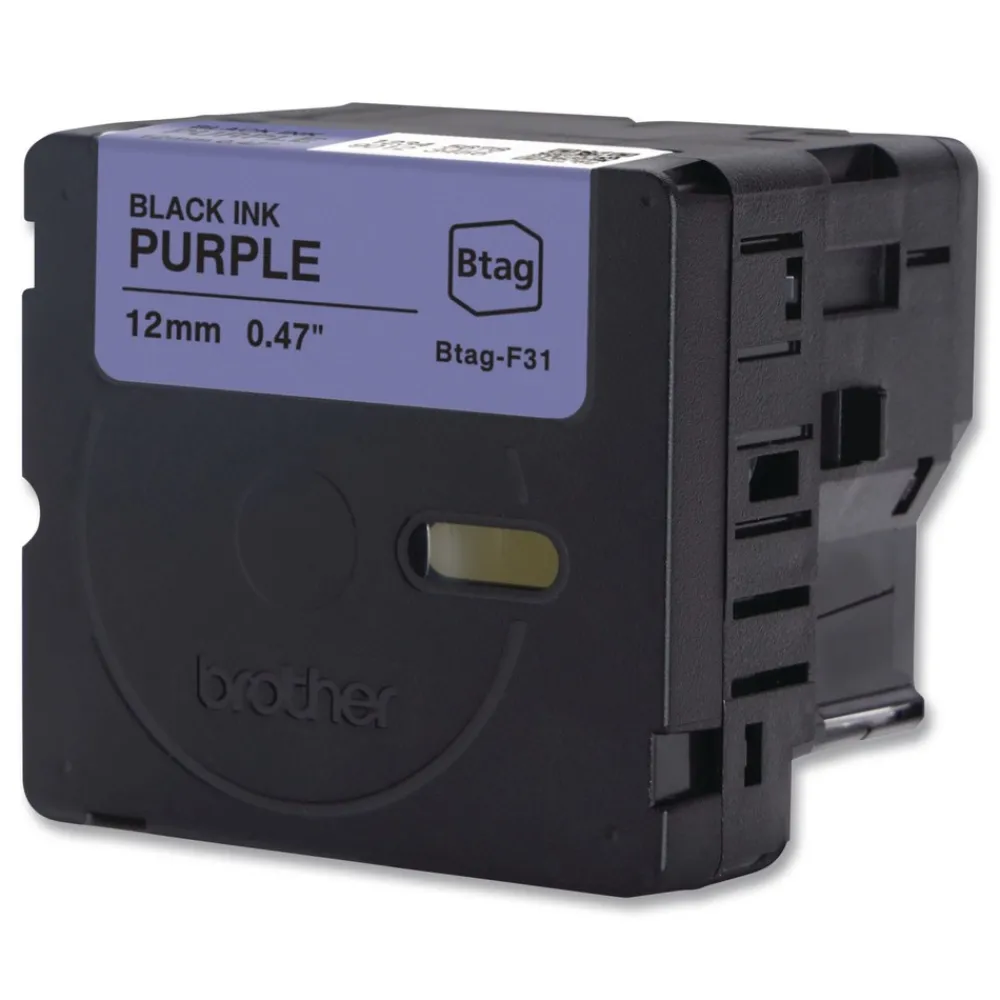Outlet 0.47 in. x 13.1 ft. Genuine P-Touch BTAG Label Tapes - Black on Purple Labels & Label Makers