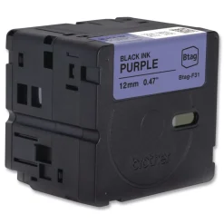 Outlet 0.47 in. x 13.1 ft. Genuine P-Touch BTAG Label Tapes - Black on Purple Labels & Label Makers