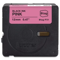 Online 0.47 in. x 13.1 ft. Genuine P-Touch BTAG Label Tapes - Black on Pink Labels & Label Makers