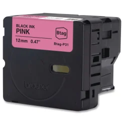 Online 0.47 in. x 13.1 ft. Genuine P-Touch BTAG Label Tapes - Black on Pink Labels & Label Makers