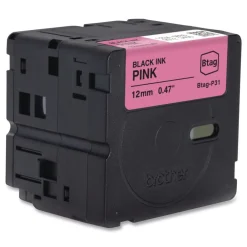 Online 0.47 in. x 13.1 ft. Genuine P-Touch BTAG Label Tapes - Black on Pink Labels & Label Makers