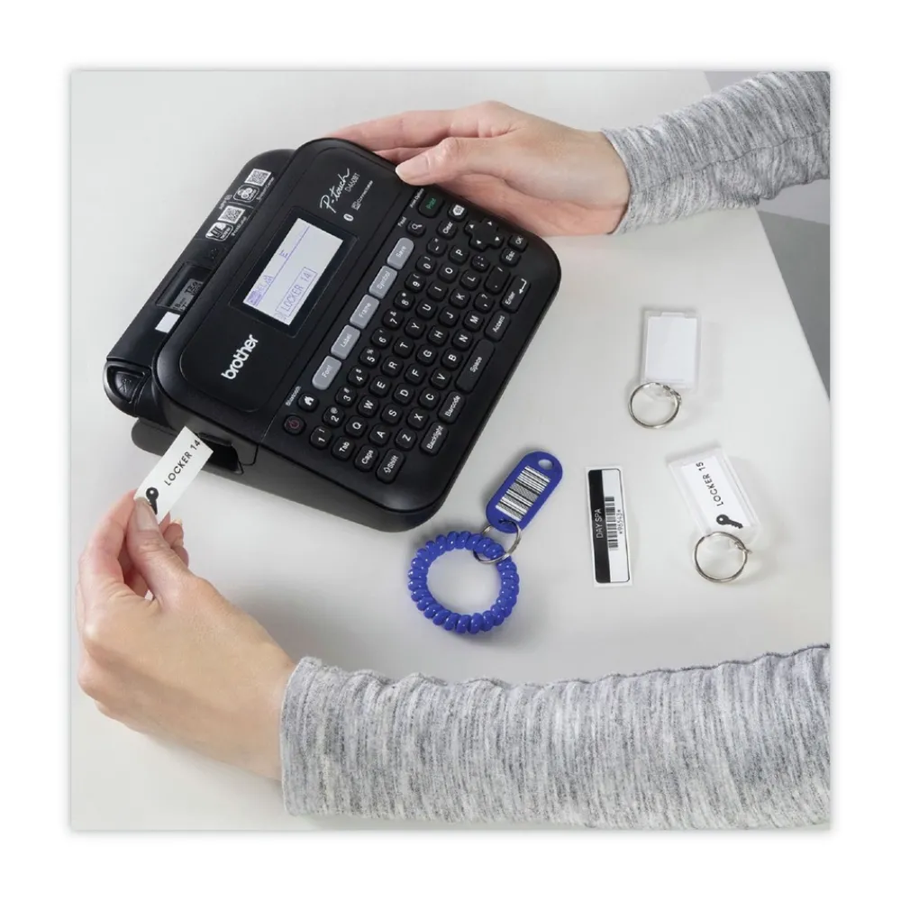 Discount P-Touch 7.4 in. x 7 in. x 2.8 in. 30 mm/s Print Speed Business Expert Connected Label Maker with 1 Roll Sample Tape Labels & Label Makers