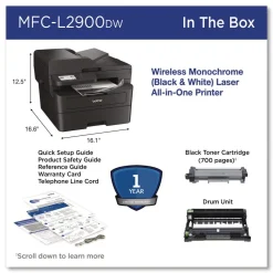 Clearance Wireless MFC-L2900DW Compact Monochrome AIO Laser Printer Copy/Fax/Print/Scan Office Electronics & Batteries