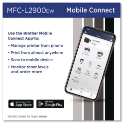 Clearance Wireless MFC-L2900DW Compact Monochrome AIO Laser Printer Copy/Fax/Print/Scan Office Electronics & Batteries