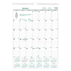 Clearance 12-Month (Jan to Dec): 2026 12 in. x 17 in. EcoLogix Artwork Monthly Wall Calendar - White/Green Sheets Calendars & Planners