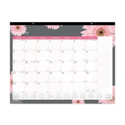 Hot 12-Month (Jan to Dec): 2026 22 in. x 17 in. Pink Daisy Artwork Monthly Desk Pad Calendar - Pink/White Sheets, Black Binding Calendars & Planners