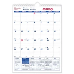 Best 12-Month (Jan to Dec): 2026 8 in. x 11 in. One Month Per Page Twin-Wirebound Wall Calendar - White/Blue Sheets Calendars & Planners