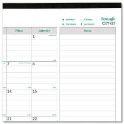 New 12-Month (Jan-Dec): 2026 22 in. x 17 in. EcoLogix Artwork Monthly Desk Pad Calendar - White/Green Sheets, Black Binding/Corners Calendars & Planners