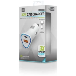 30 Watts Two 3 A Ports PD Car Charger - White Office Electronics & Batteries