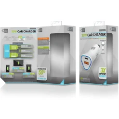 30 Watts Two 3 A Ports PD Car Charger - White Office Electronics & Batteries