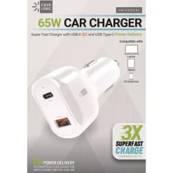 New 60 Watts Two 3 A Ports PD Car Charger - White Office Electronics & Batteries