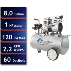 Hot 8010 1 HP 8 Gallon Ultra Quiet and Oil-Free Steel Tank Wheelbarrow Air Compressor Air Compressors