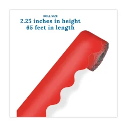 Sale 2.25 in. x 65 ft. Rolled Scalloped Borders - Red Arts & Crafts Supplies