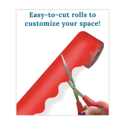 Sale 2.25 in. x 65 ft. Rolled Scalloped Borders - Red Arts & Crafts Supplies