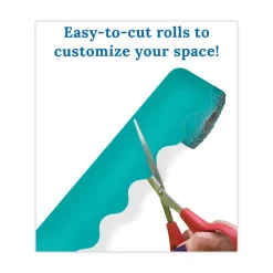 Best 2.25 in. x 65 ft. Rolled Scalloped Borders - Teal Arts & Crafts Supplies