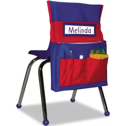 Discount 15 in. x 19 in. 7 Pockets Chairback Buddy Pocket Chart - Blue/Red Office Furniture & Lighting