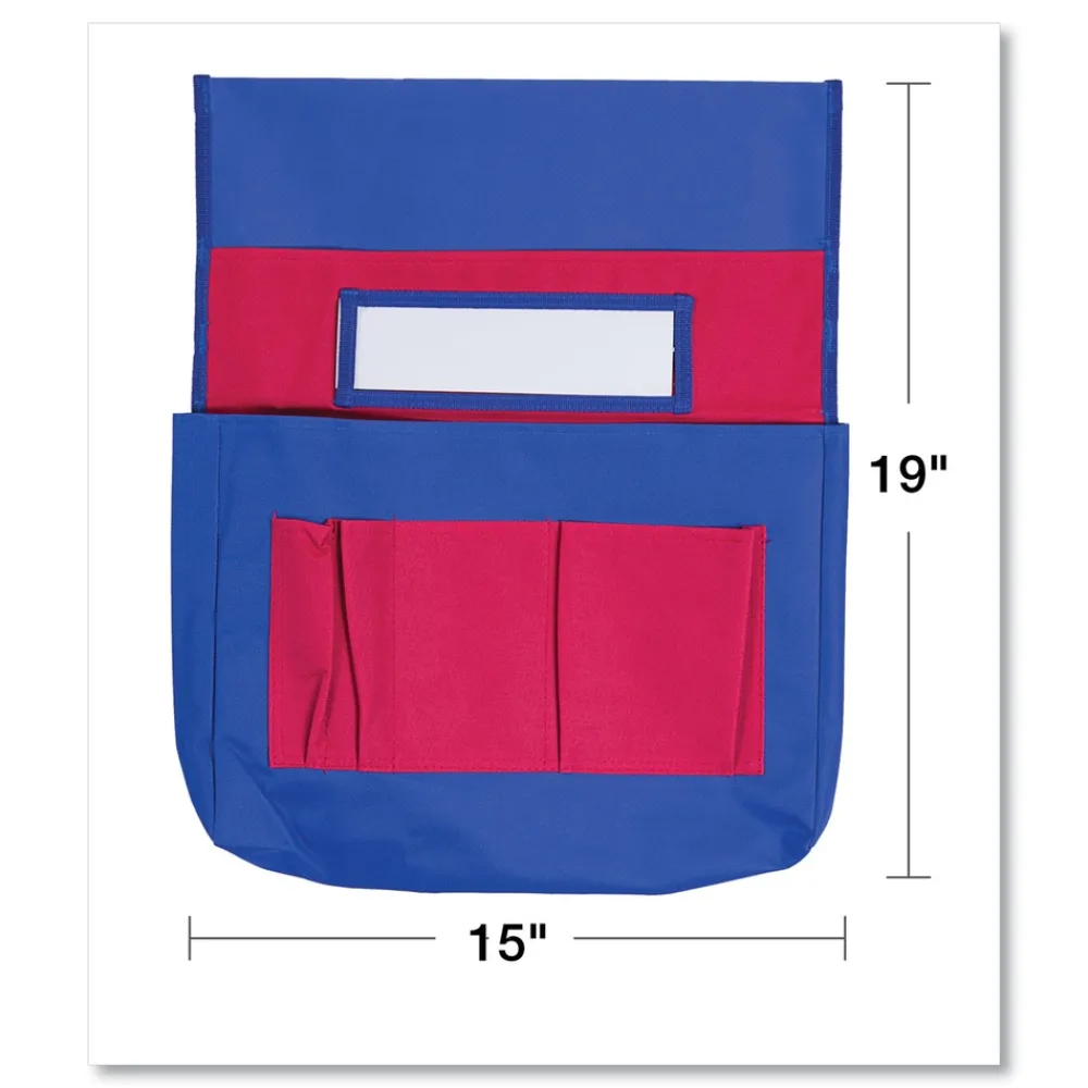 Discount 15 in. x 19 in. 7 Pockets Chairback Buddy Pocket Chart - Blue/Red Office Furniture & Lighting
