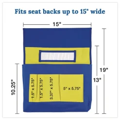 Online 15 in. x 1.5 in. x 19 in. Fabric Chairback Buddy for Student Chairs - Medium, Blue/Yellow Office Furniture & Lighting