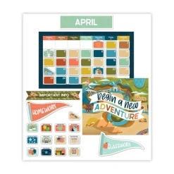 Outlet 123-Piece 23 in. x 13 in. Let's Explore Calendar Bulletin Board Set - Multicolor Calendars & Planners