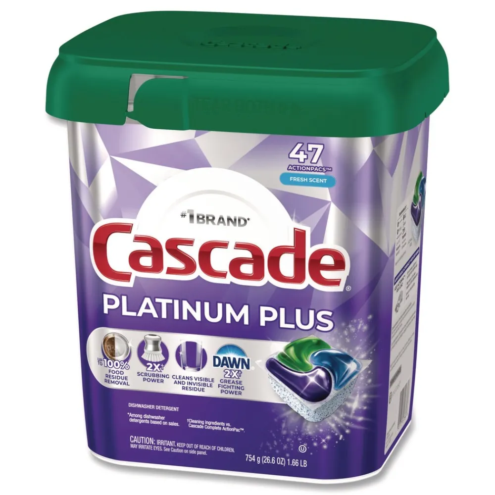 Online Platinum Plus 28.4 oz. Tub ActionPacs Dishwasher Detergent Pods - Fresh Scent (3/Carton) Cleaning & Janitorial Supplies