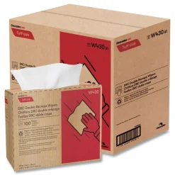 Sale 9.75 in. x 16.5 in. Tuff-Job Double Recrepe Wipers - White (8 Boxes/Carton) Cleaning & Janitorial Supplies