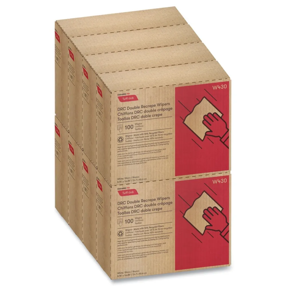 Sale 9.75 in. x 16.5 in. Tuff-Job Double Recrepe Wipers - White (8 Boxes/Carton) Cleaning & Janitorial Supplies