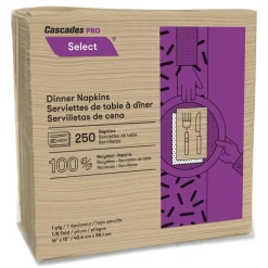 Discount N055 16 in. x 15.5 in. 1-Ply Select Dinner Napkins - Natural (12 Packs/Carton) Paper & Dispensers