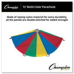 Clearance 12 ft. dia. 12 Handles Nylon Multicolor Parachute Toys