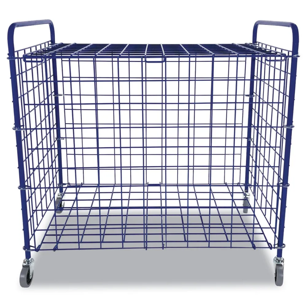 Discount 37 in. x 22 in. x 20 in. 24-Ball Capacity Metal Lockable Ball Storage Cart - Blue Outdoor Games|Toys
