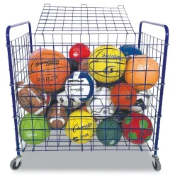 Discount 37 in. x 22 in. x 20 in. 24-Ball Capacity Metal Lockable Ball Storage Cart - Blue Outdoor Games|Toys