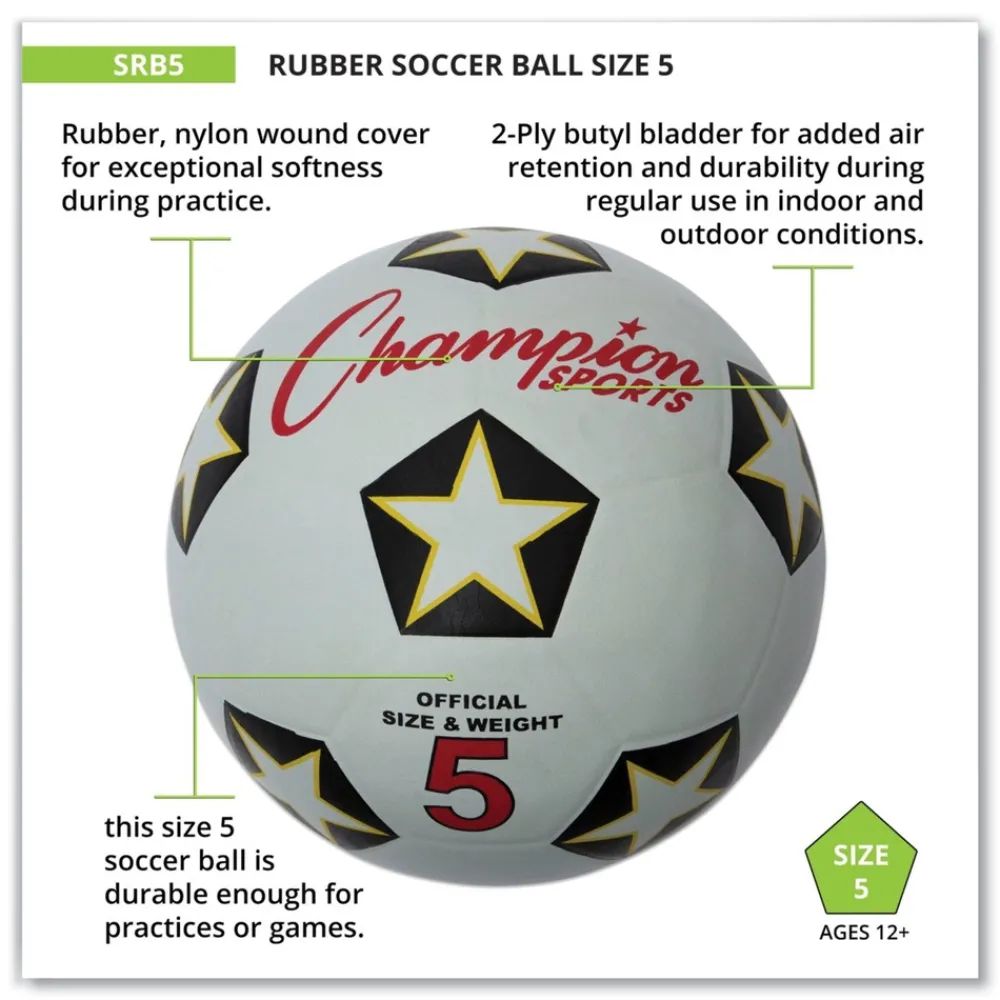Outlet No. 5 Size Rubber Sports Ball For Soccer - White/Black Toys