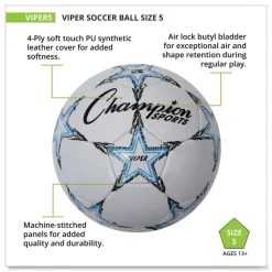 Online VIPER 8.5 in. to 9 in. Diameter No. 5. Size Soccer Ball - White Outdoor Games