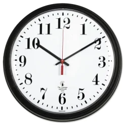 Best 13.75 in. Overall Diameter 1 AA Black Quartz Contract Clock - Black Case Office Furniture & Lighting