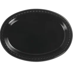 Sale 8 in. x 11 in. Heavyweight Plastic Platters - Black (250/Carton) Tabletop And Serveware