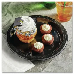 Sale 8 in. x 11 in. Heavyweight Plastic Platters - Black (250/Carton) Tabletop And Serveware