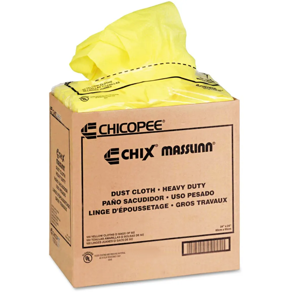 Clearance 24 in. x 24 in. Masslinn Dust Cloths - Yellow (50/Bag 2 Bags/Carton) Cleaning & Janitorial Supplies