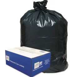 Online 56 Gallon 0.9 mil 43 in. x 47 in. Linear Low-Density Can Liners - Black (100/Carton) Trash & Waste Bins
