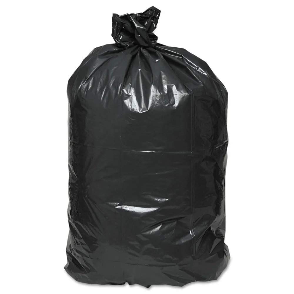 Online 56 Gallon 0.9 mil 43 in. x 47 in. Linear Low-Density Can Liners - Black (100/Carton) Trash & Waste Bins