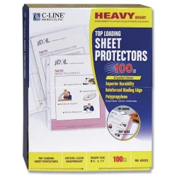 Outlet 3-Hole Punched Top Load 8.5 in. x 11 in. Insert Heavy-Duty Polypropylene Sheet Protectors - Clear Front (100/Box) Office Presentation Supplies