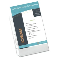 3-Hole Punched Top Load 5.5 in. x 8.5 in. Insert Heavy-Duty Polypropylene Sheet Protectors - Clear Front (50/Box) Office Presentation Supplies