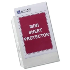 3-Hole Punched Top Load 5.5 in. x 8.5 in. Insert Heavy-Duty Polypropylene Sheet Protectors - Clear Front (50/Box) Office Presentation Supplies