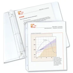 Online 3-Hole Punched Top Load 8.5 in. x 11 in. Insert Medium-Duty Standard Weight Polypropylene Sheet Protectors - Clear (100/Box) Office Presentation Supplies