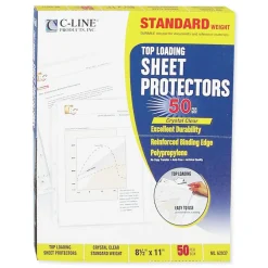 Sale 3-Hole Punched Top Load 8.5 in. x 11 in. Insert Medium-Duty Polypropylene Sheet Protectors - Clear Front (50/Box) Office Presentation Supplies