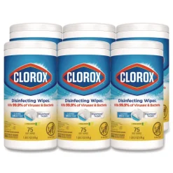 Clearance 7 in. x 7.75 in. 1-Ply Bleach Free Disinfecting Cleaning Wipes - Crisp Lemon White (6/Carton) Cleaning & Janitorial Supplies